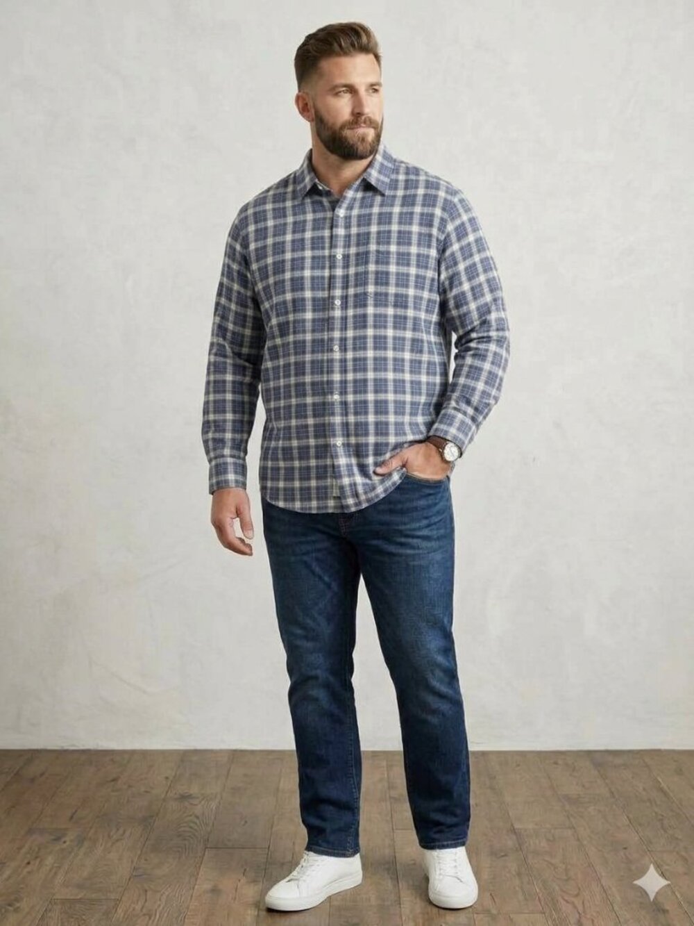 Rails Brushed Lennox Blue/Gray/White Flannel Plaid Button-Down Shirt Size XXL